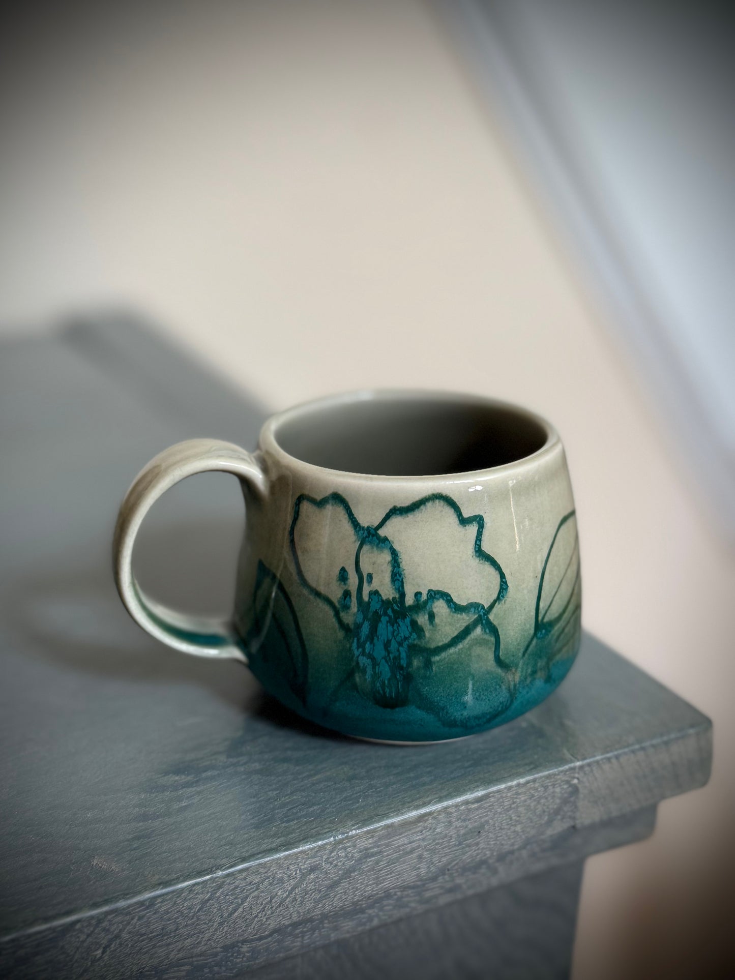 Teal Flowers Expresso Cup