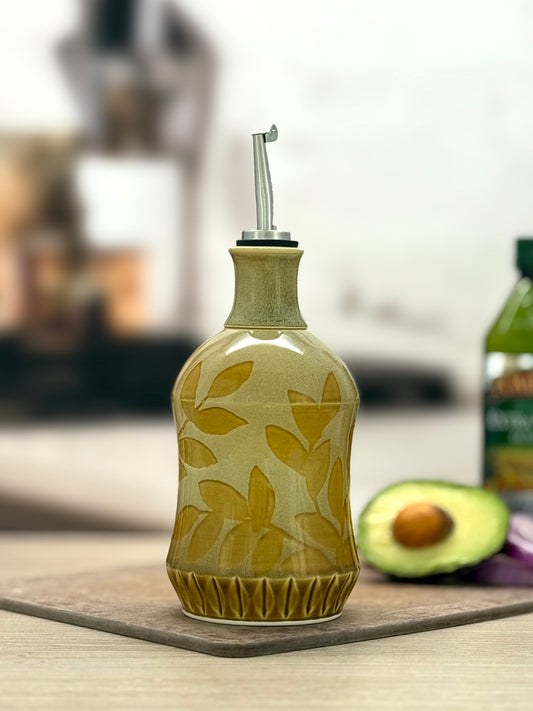 Almond & Amber Leaf Carved Bottle